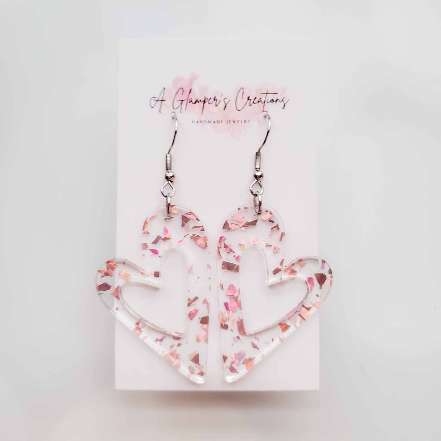ROSEGOLD FLAKES CUTOUT HEART EARRINGS