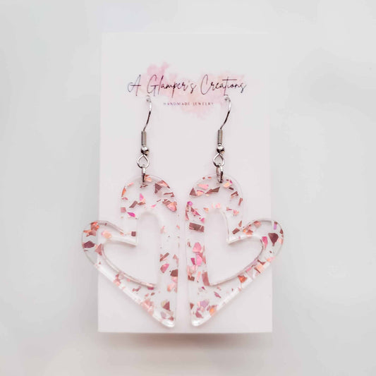 ROSEGOLD FLAKES CUTOUT HEART EARRINGS
