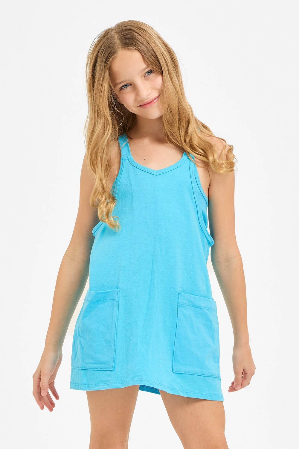 Relaxed Tank Dress with Built-In Romper Lining: Hot Pink / L