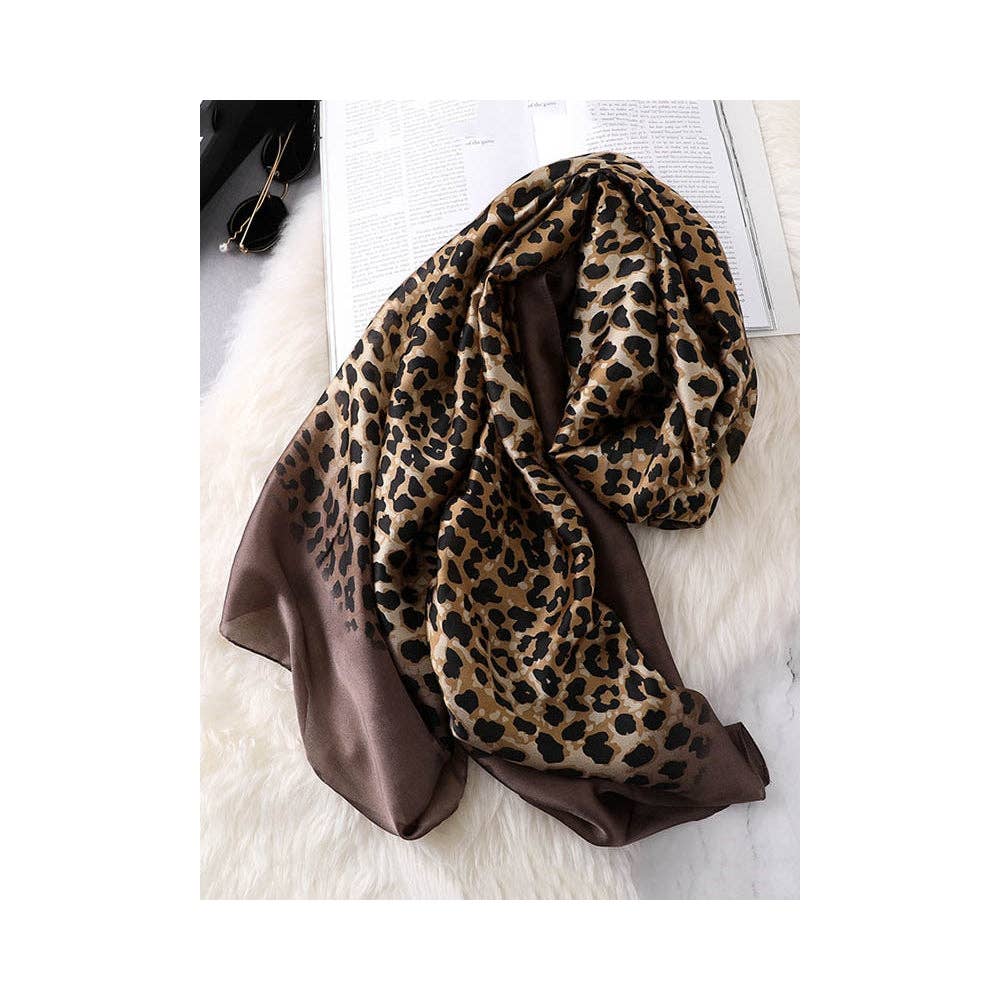 LEOPARD GRADIENT SILK SCARF - CARMEL
