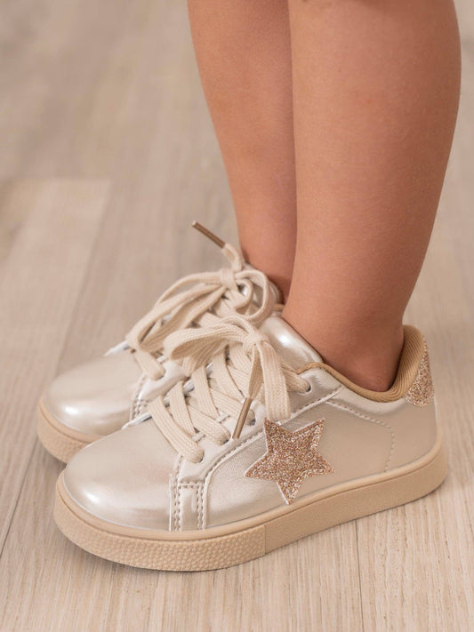 HOLOGRAPHIC SPARKLE STAR SNEAKERS - GOLD