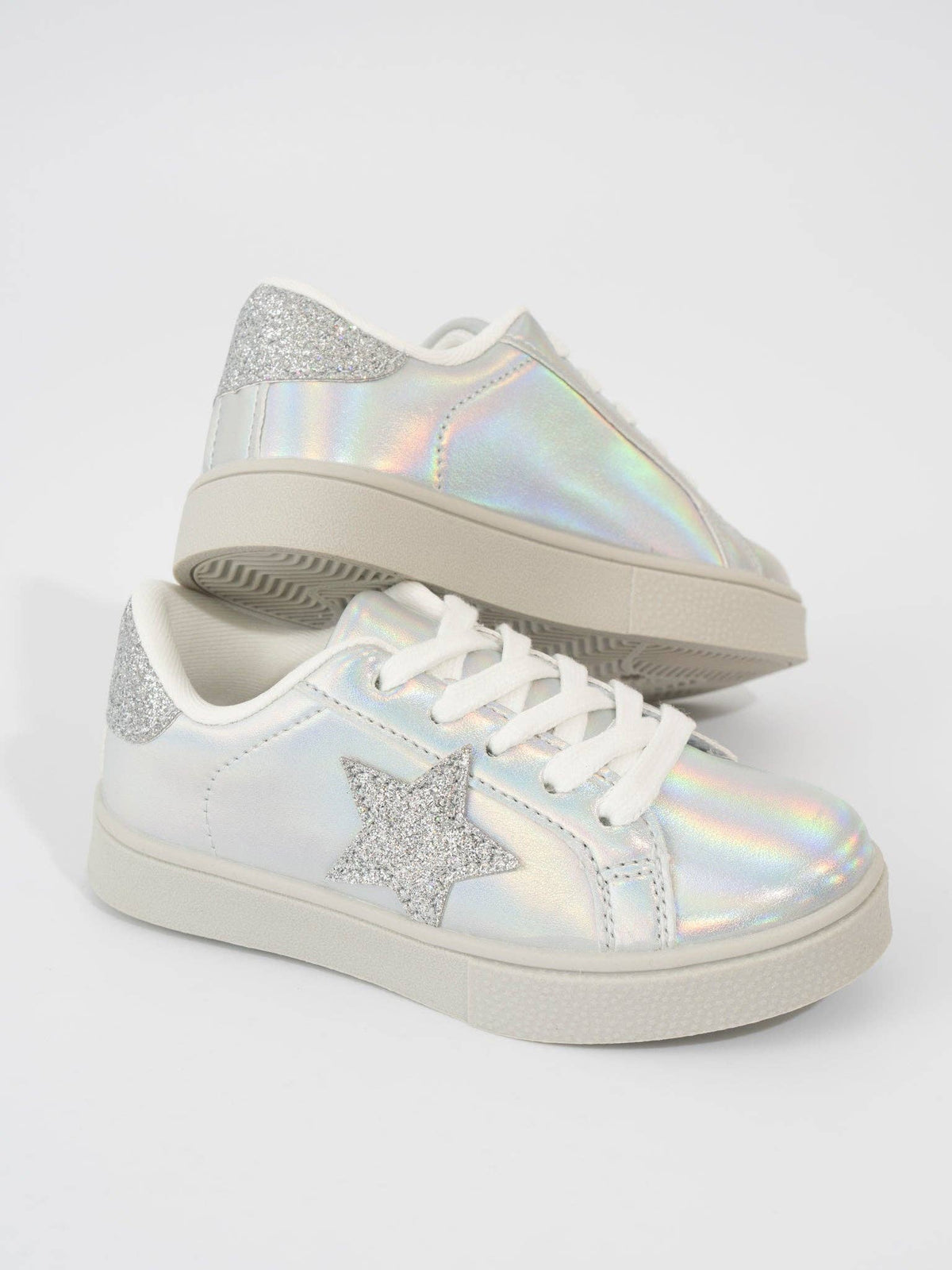 HOLOGRAPHIC SPARKLE STAR SNEAKERS - SILVER