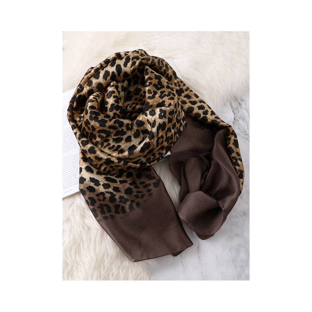 LEOPARD GRADIENT SILK SCARF - CARMEL