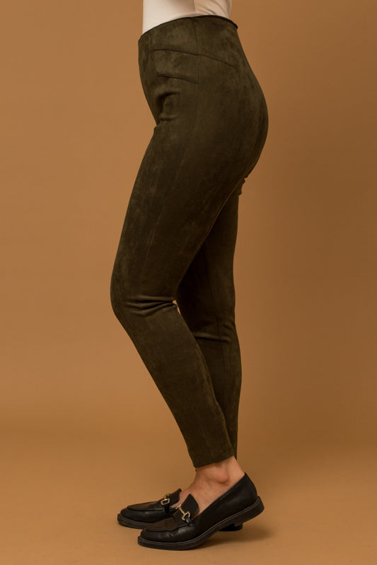 GINGER SUEDE LEGGINGS - OLIVE