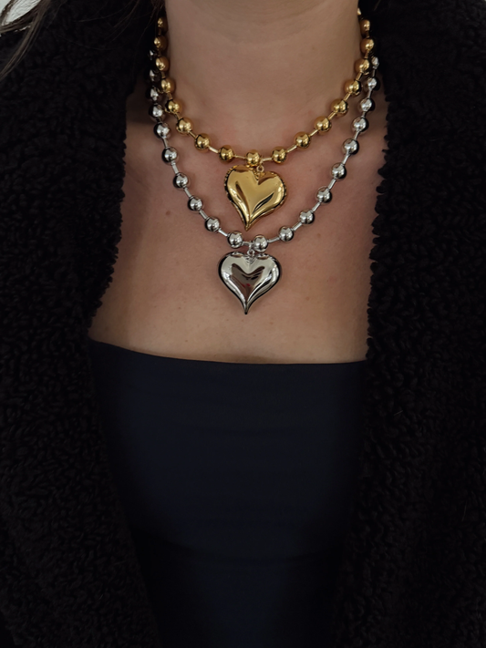 BUBBLE HEART NECKLACE - SILVER