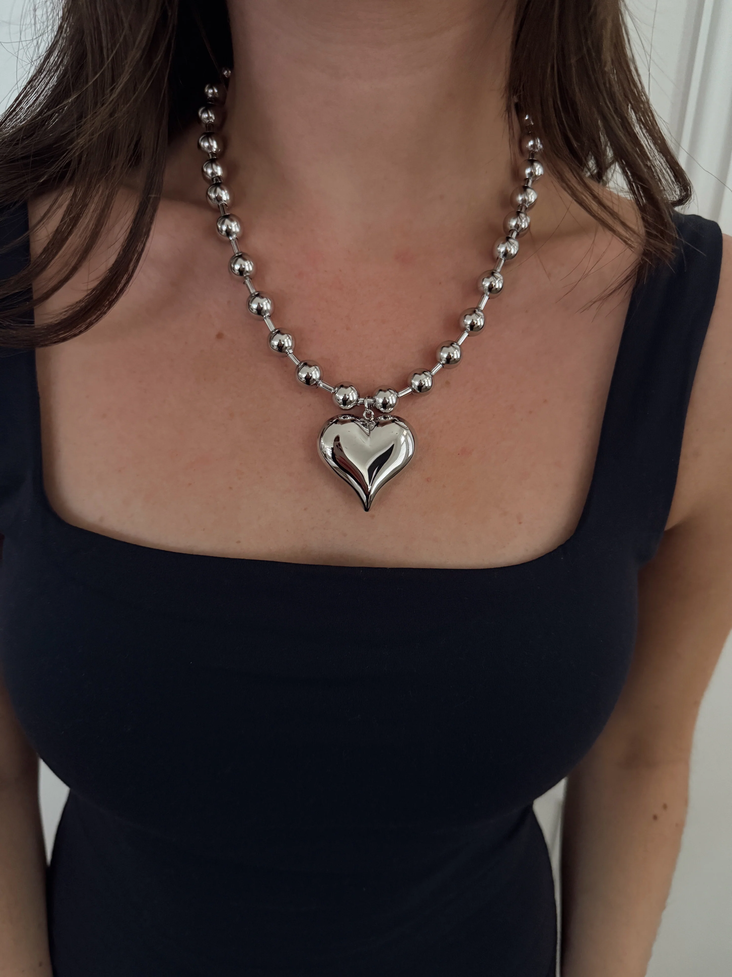 BUBBLE HEART NECKLACE - SILVER
