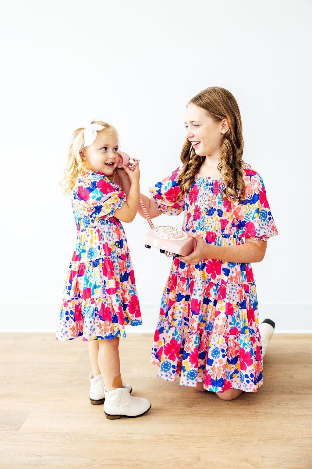 TRACY SMOCKED RUFFLE DRESS - SUNSHINE GARDEN