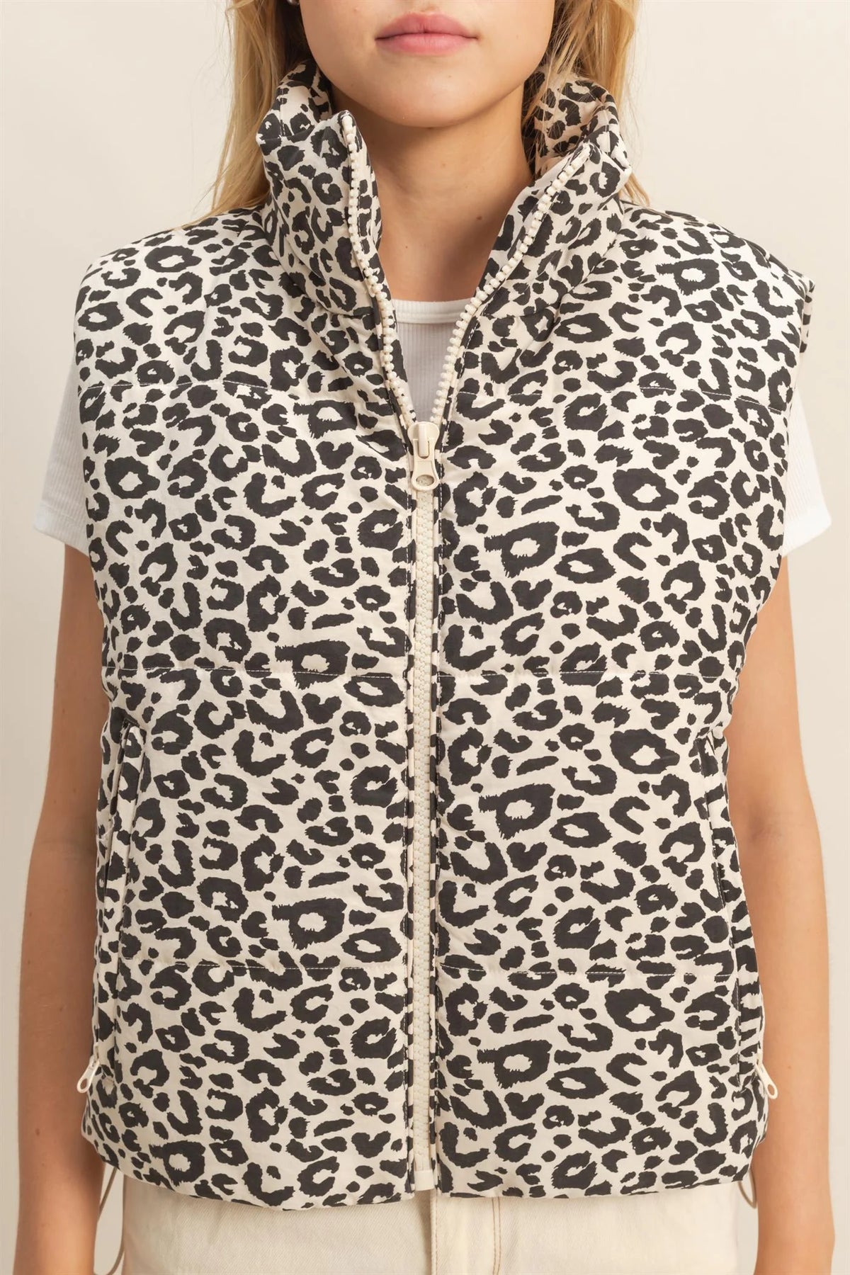 LEOPARD PRINT PUFFER VEST