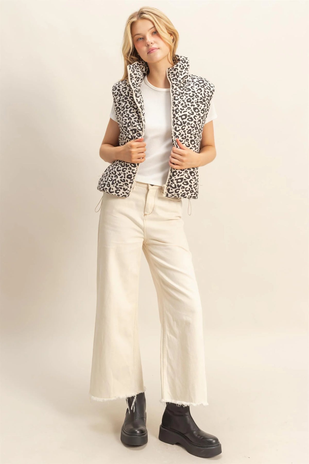 LEOPARD PRINT PUFFER VEST