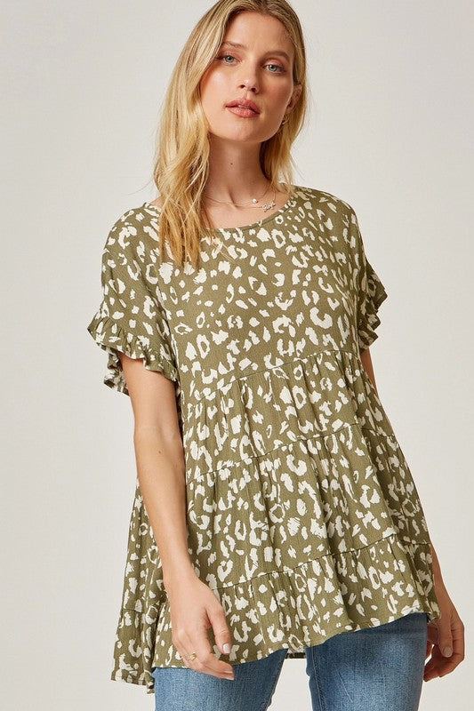 LEOPARD BABYDOLL TOP