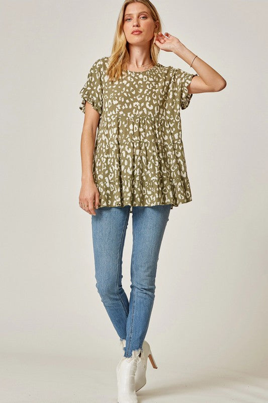 LEOPARD BABYDOLL TOP