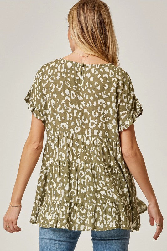 LEOPARD BABYDOLL TOP