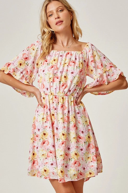 CHIC FLORAL OFF THE SHOULDER DRESS