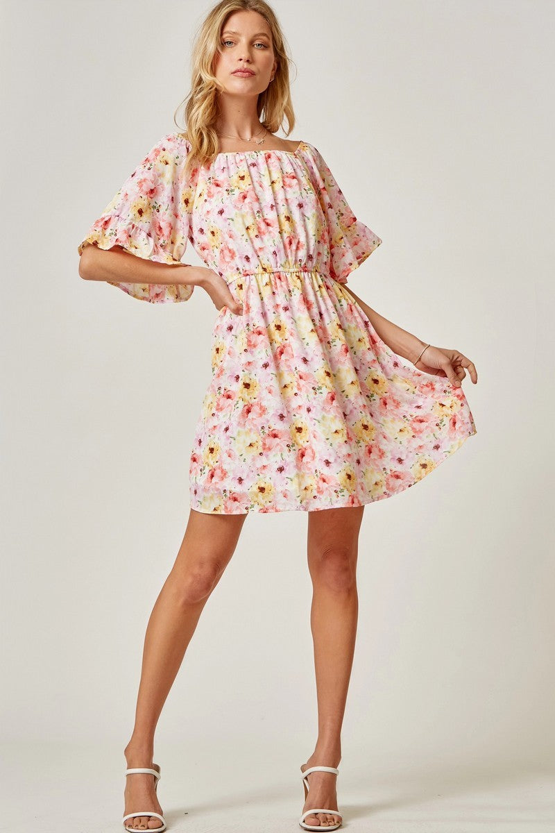 CHIC FLORAL OFF THE SHOULDER DRESS