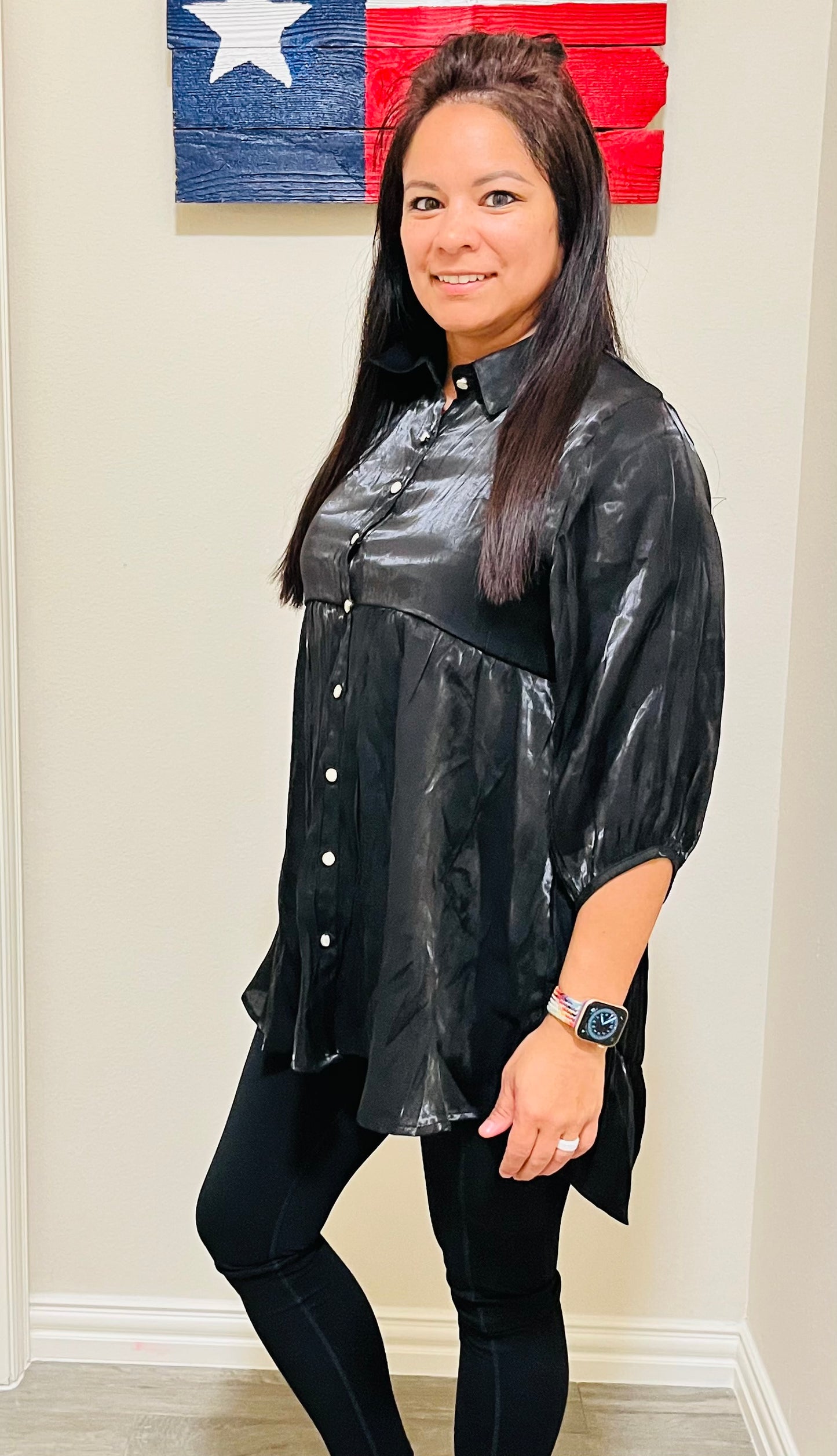 FANCY SATIN DRESS - BLACK