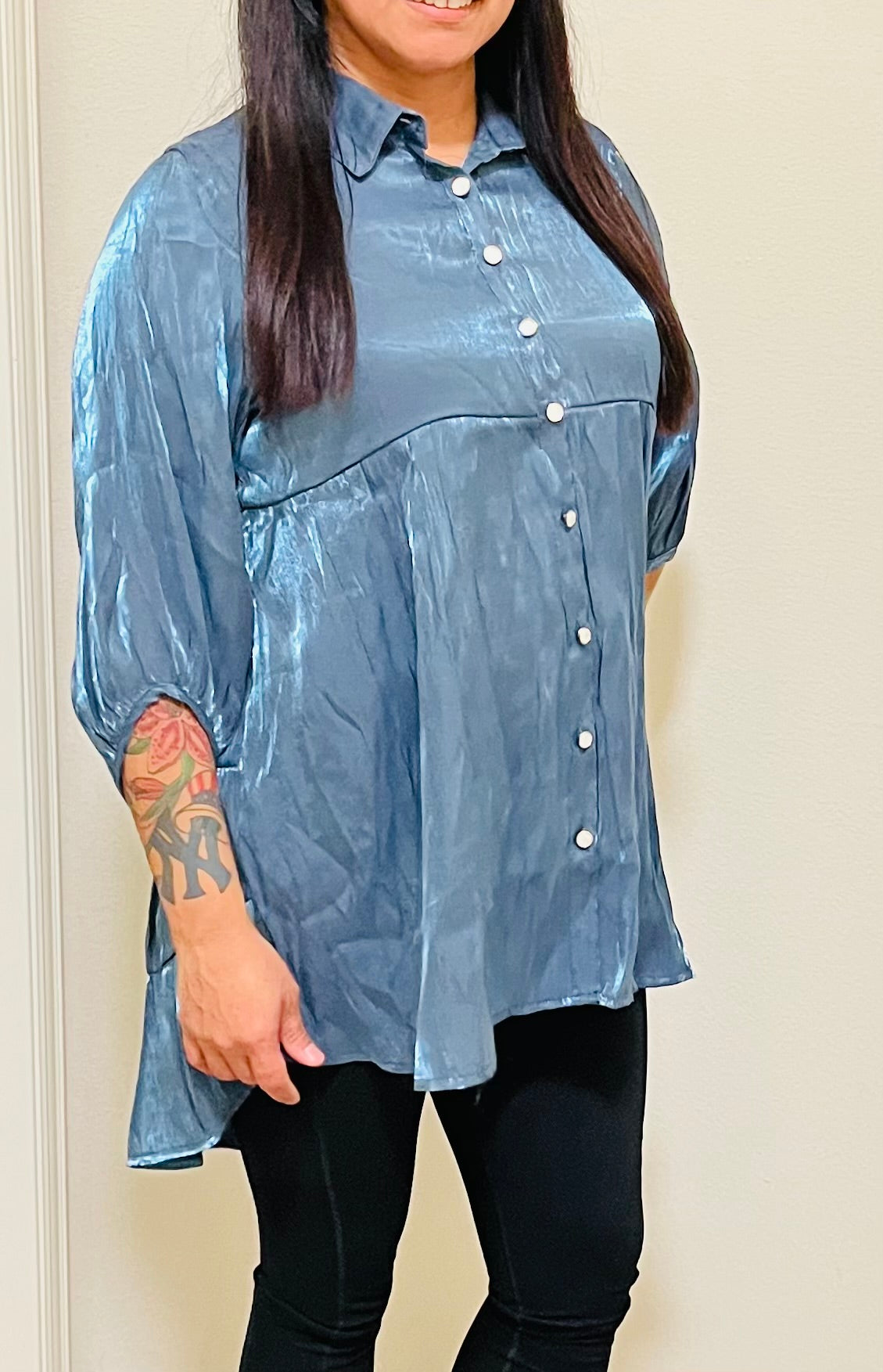 FANCY SATIN DRESS - MIDNIGHT