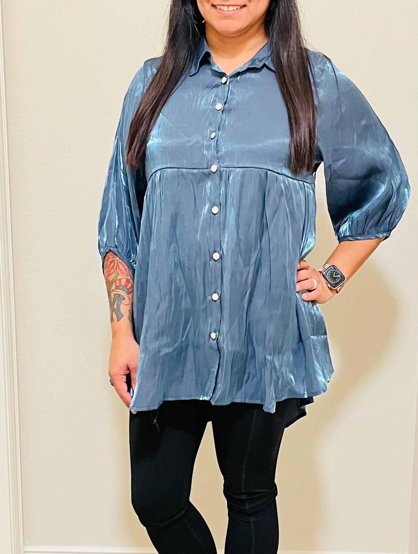 FANCY SATIN DRESS - MIDNIGHT
