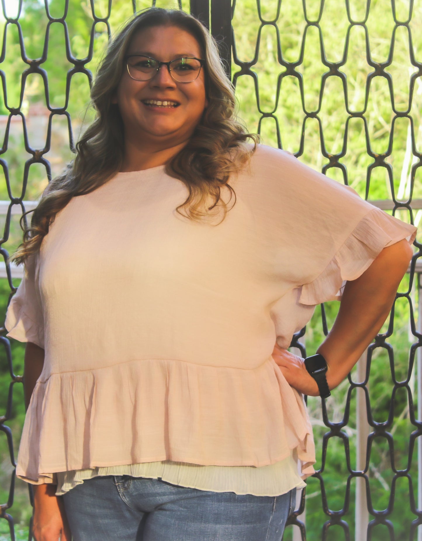 DITSY RUFFLES TOP - PALE BLUSH