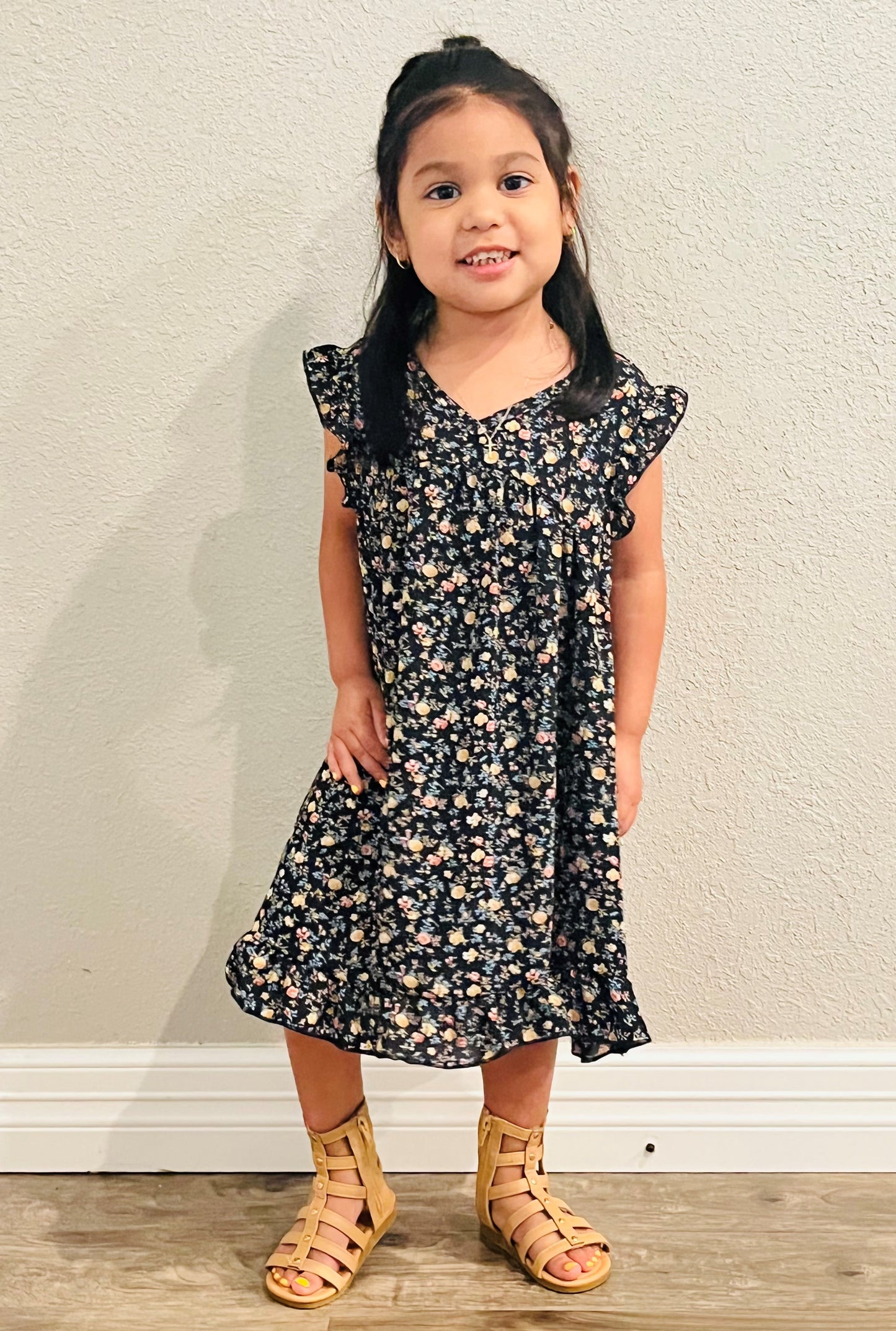 FLORAL PRINT RUFFLED DRESS