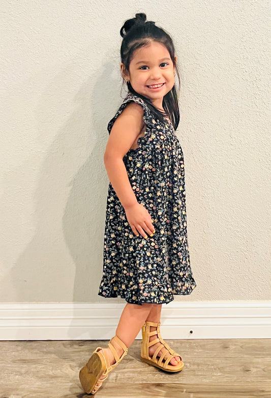 FLORAL PRINT RUFFLED DRESS