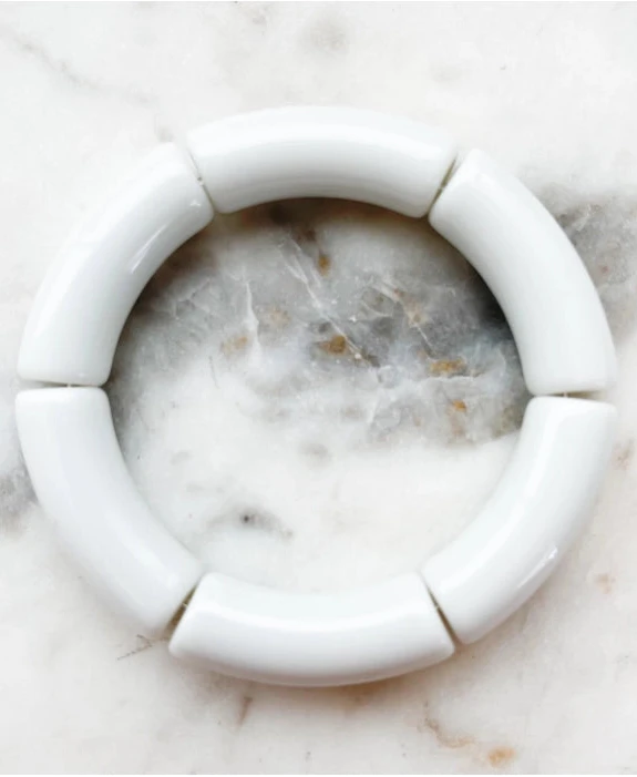 WHITE ACRYLIC BAMBOO BANGLE