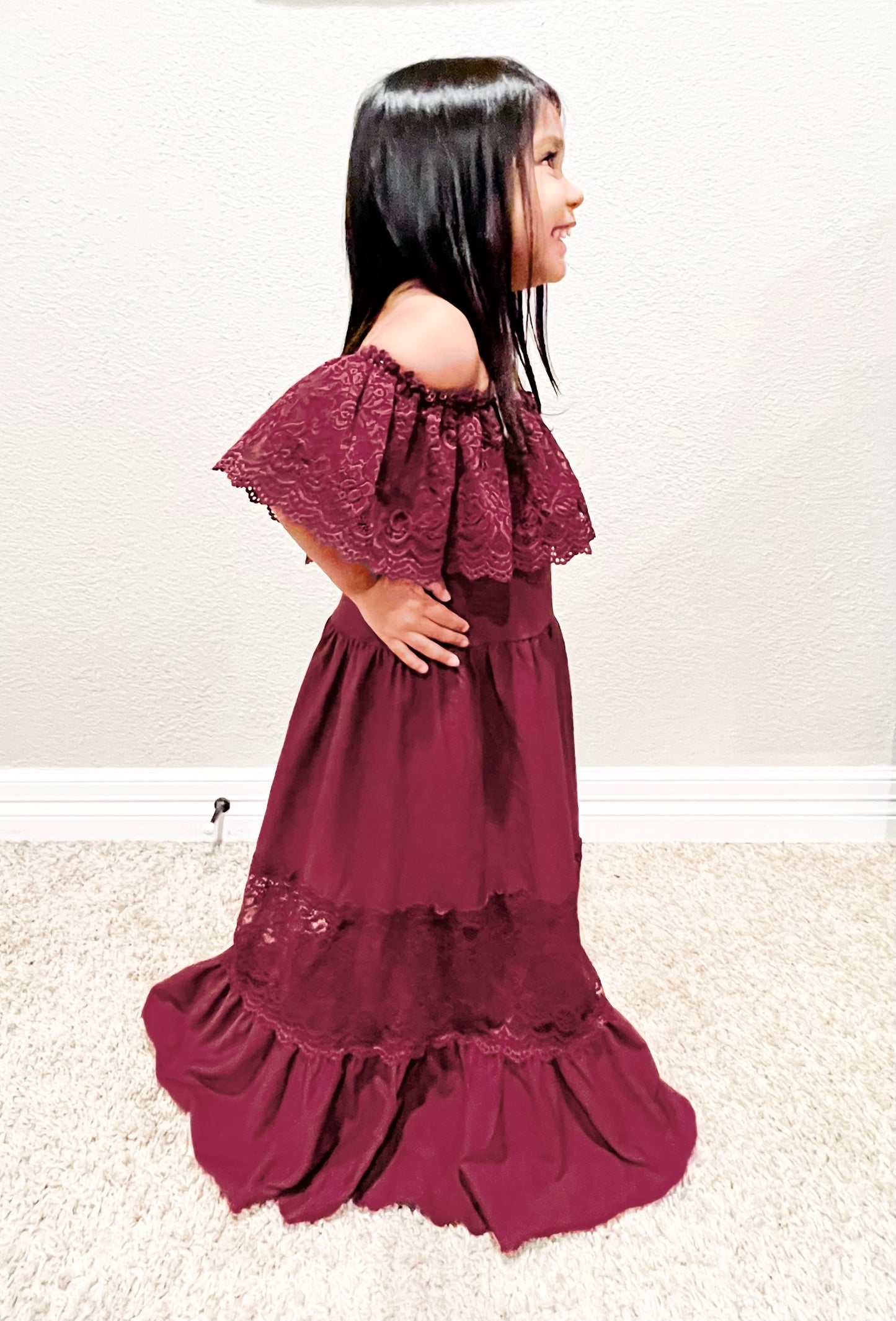 CLARA COTTON & LACE FLUTTER MAXI DRESS