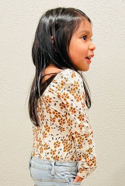 LIVEE LONG SLEEVE LEOTARD - WINE BERRY FLORAL