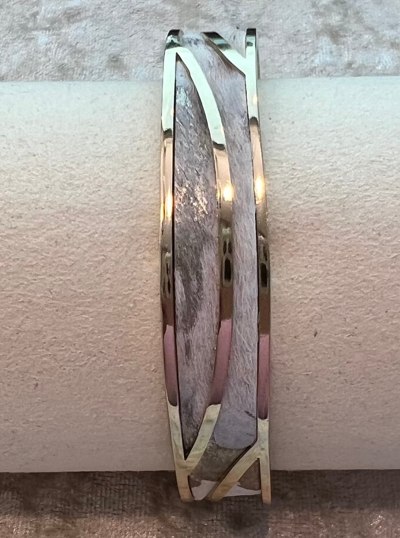 MOONLIGHT CUFF BRACELET - GREY/BLACK LEATHER SILVER