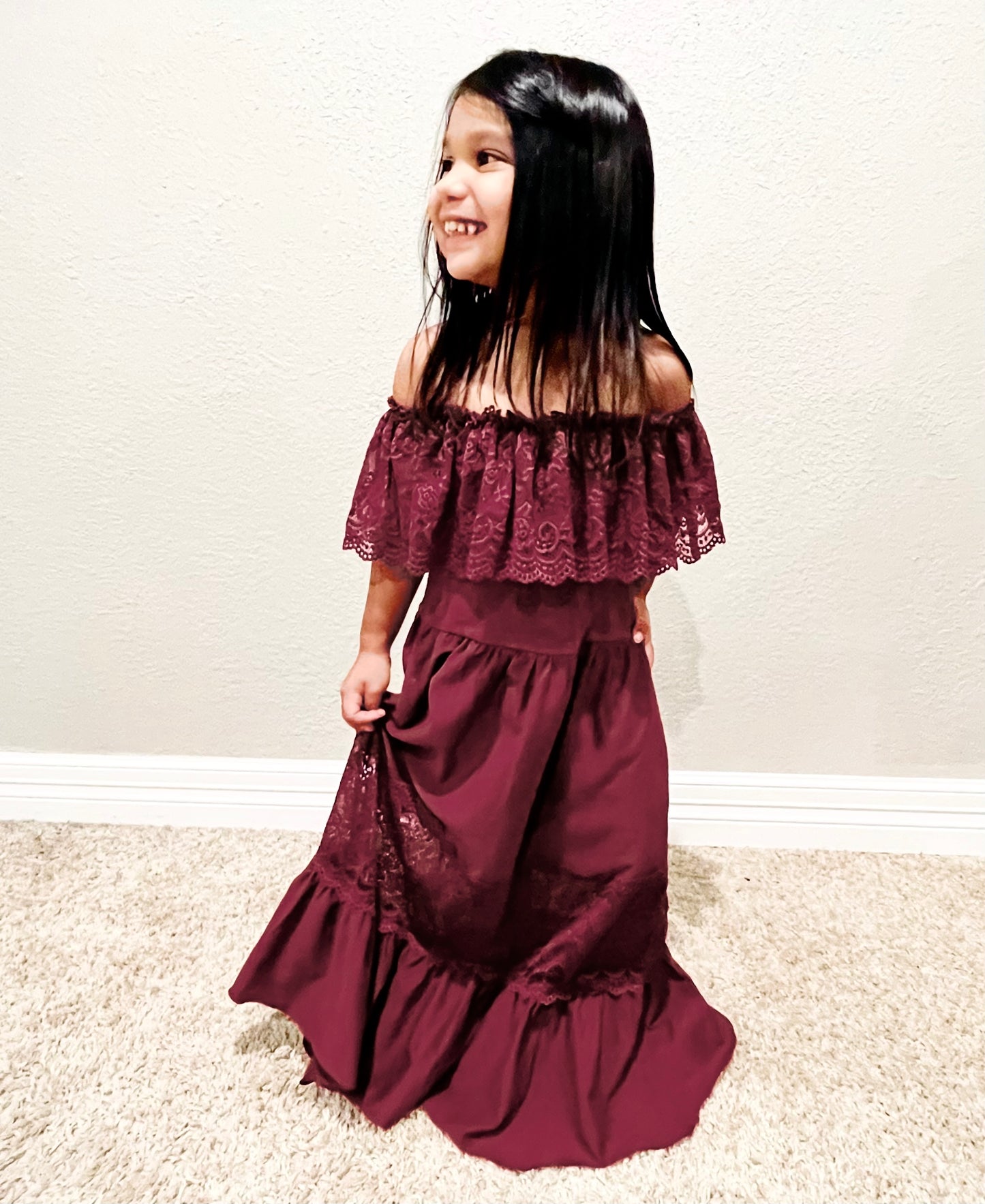 CLARA COTTON & LACE FLUTTER MAXI DRESS
