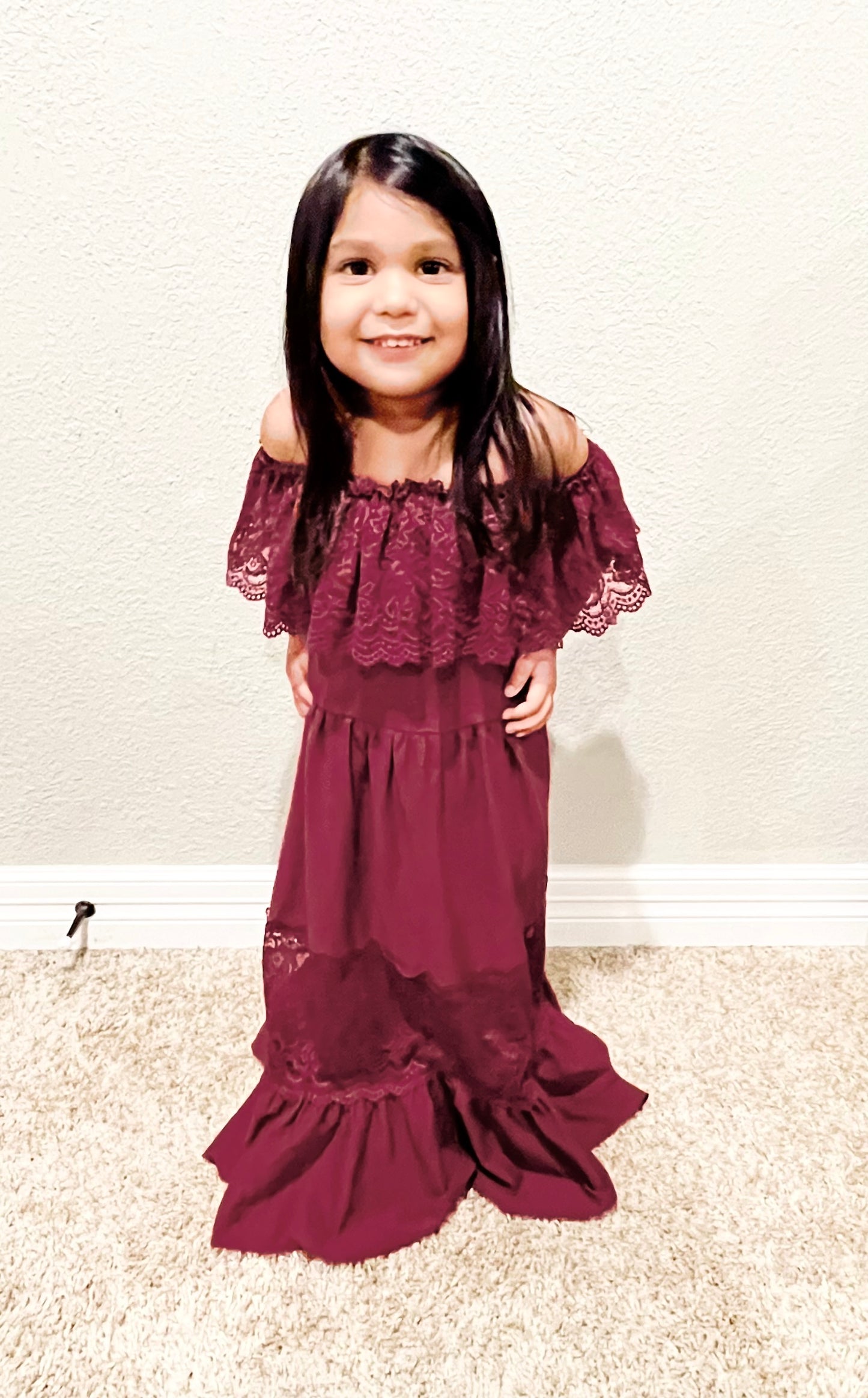 CLARA COTTON & LACE FLUTTER MAXI DRESS