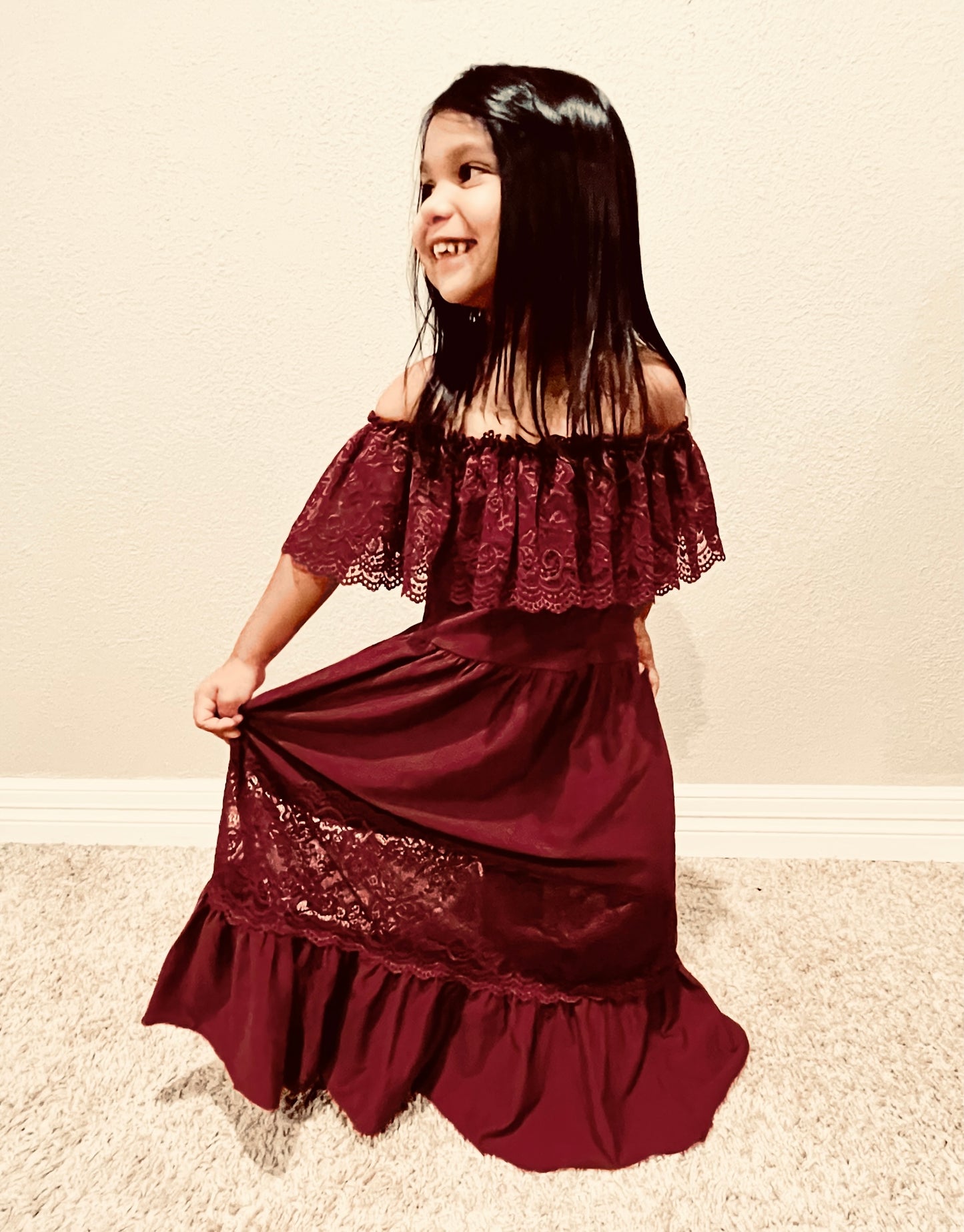 CLARA COTTON & LACE FLUTTER MAXI DRESS