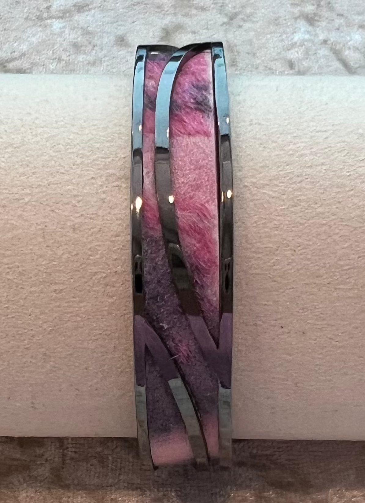 MOONLIGHT CUFF BRACELET - PINK/GREY LEATHER BLACK