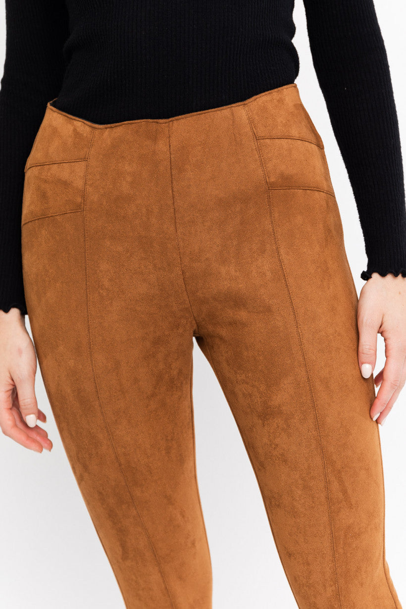 GINGER SUEDE LEGGINGS - CAMEL