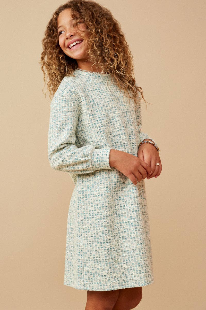 GIRLS LUREX TWEED SHIFT DRESS