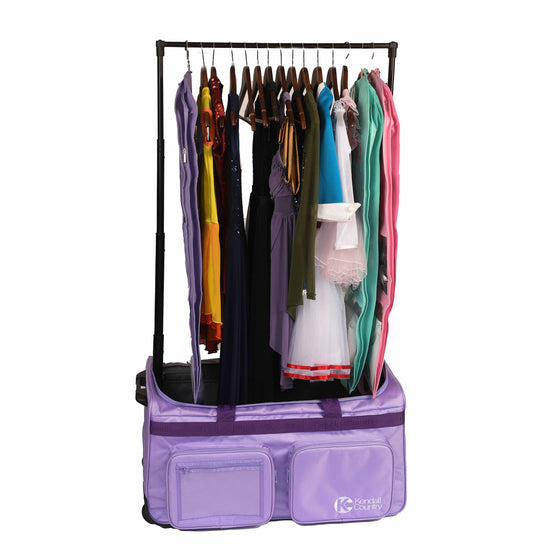 Collapsible Costume Rolling Dance Bag with Garment Rack -28": Purple
