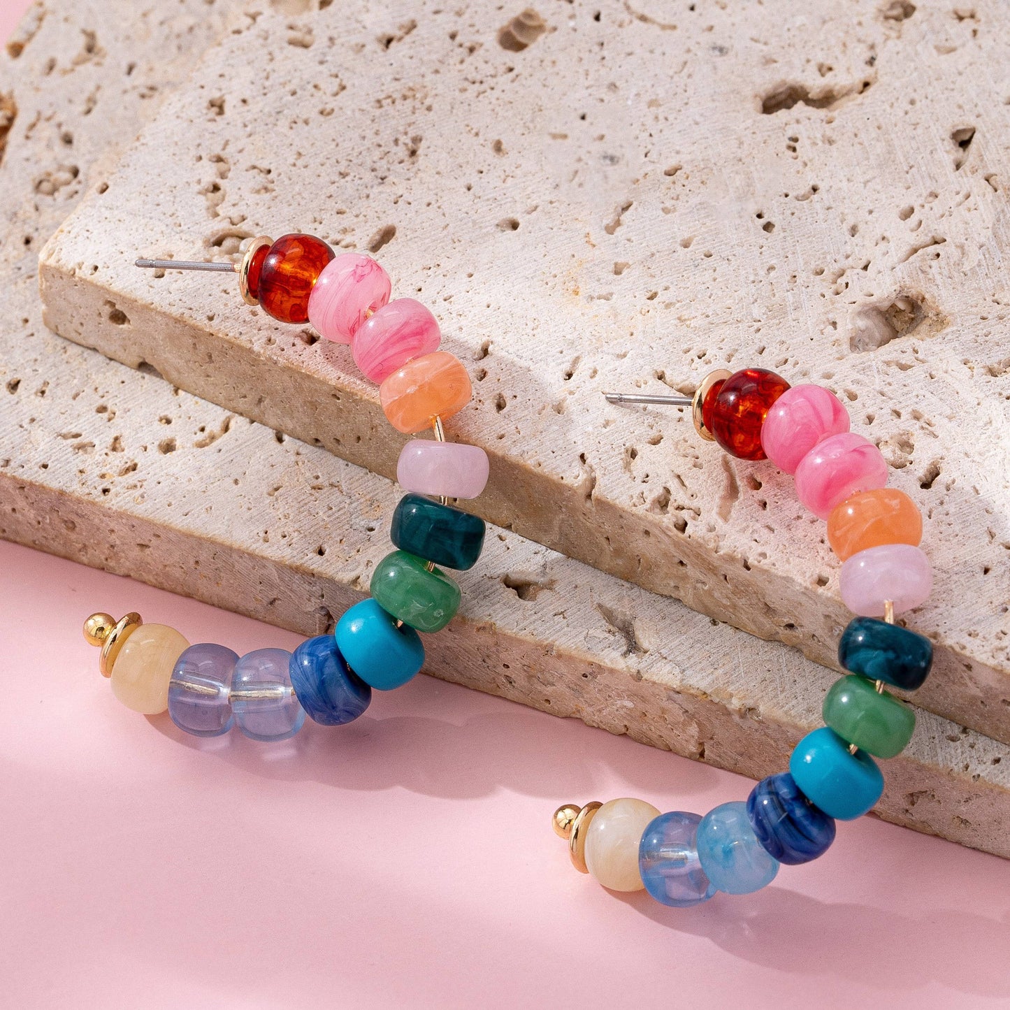 RAINBOW HOOP EARRINGS - MULTI