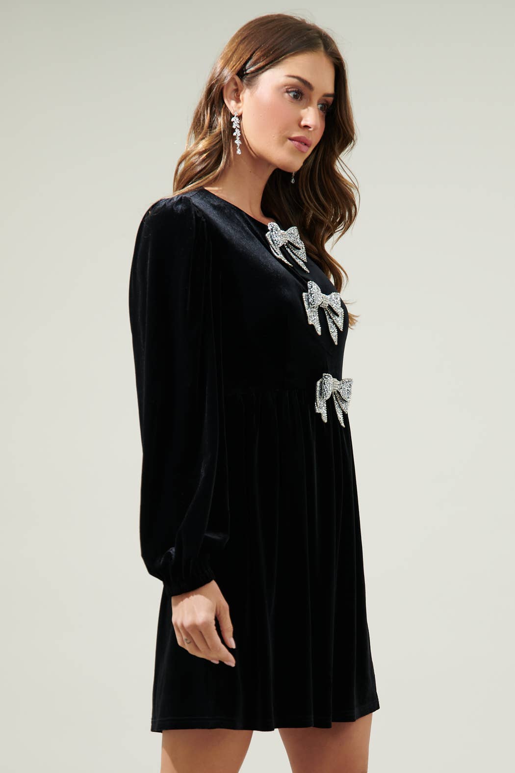 GLOW BOW VELVET DRESS