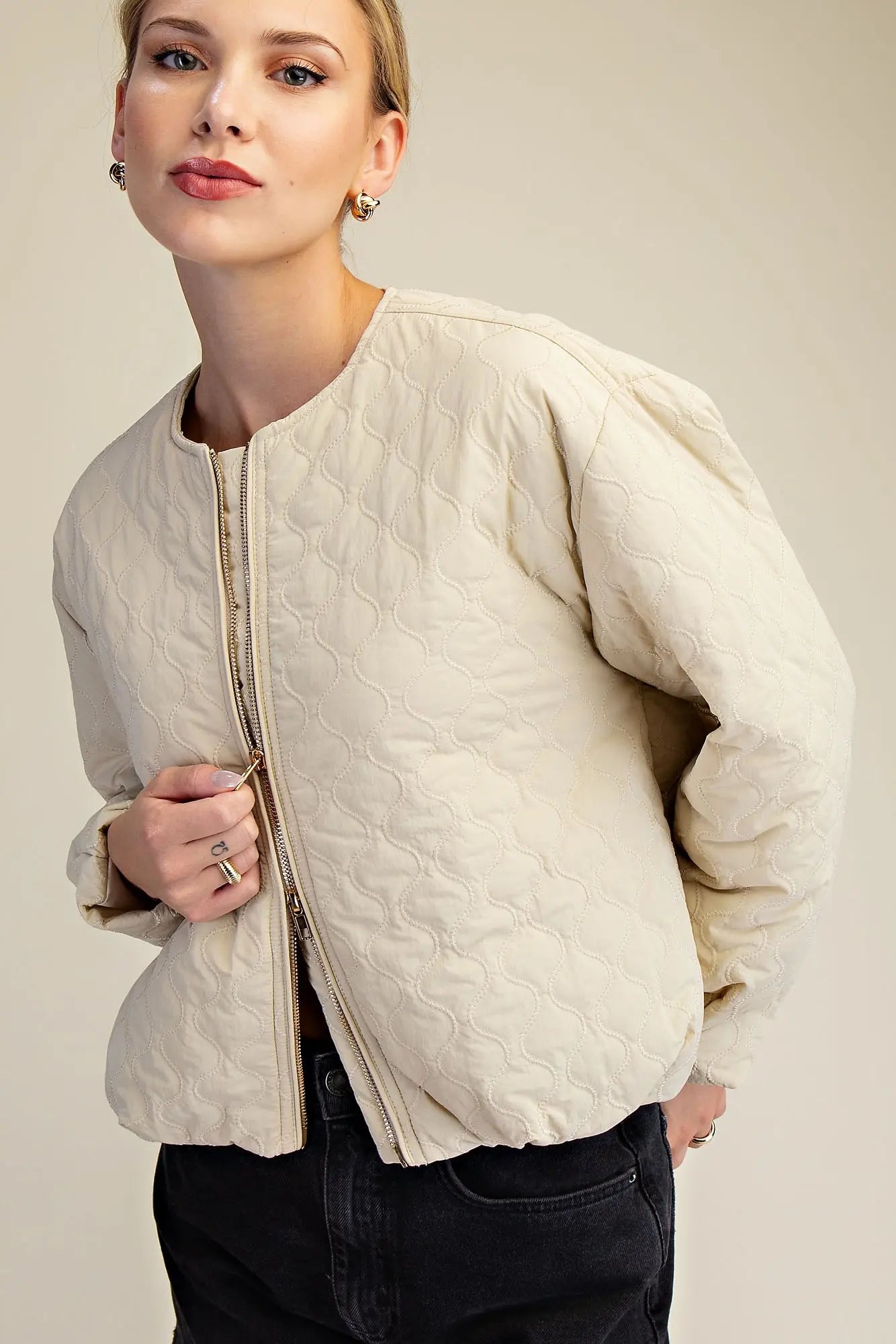 QUILTED JACKET - BEIGE