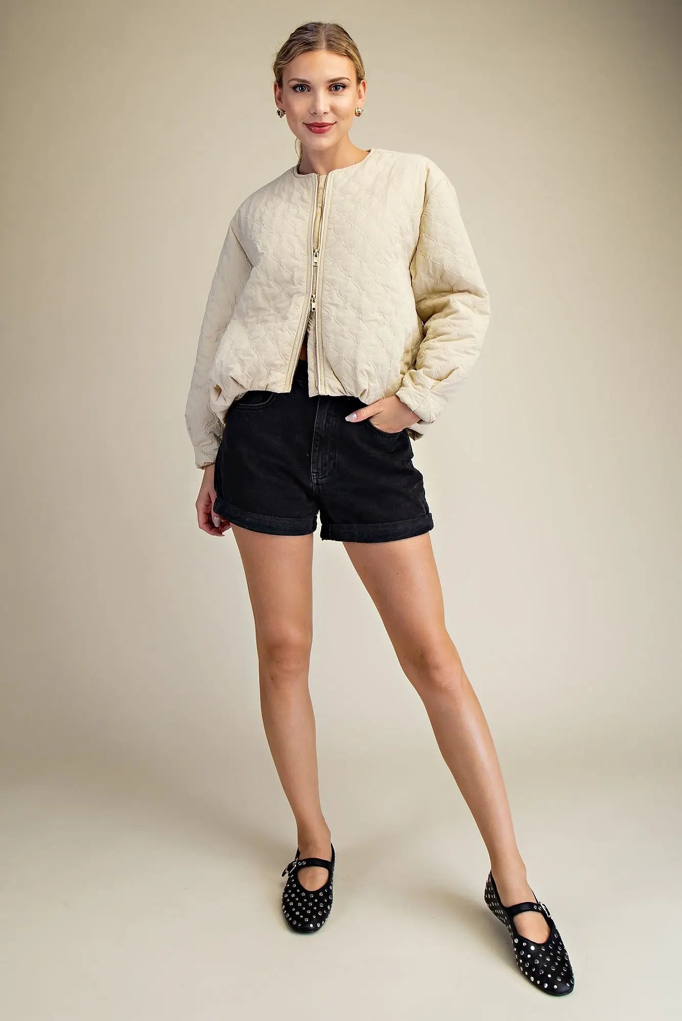 QUILTED JACKET - BEIGE