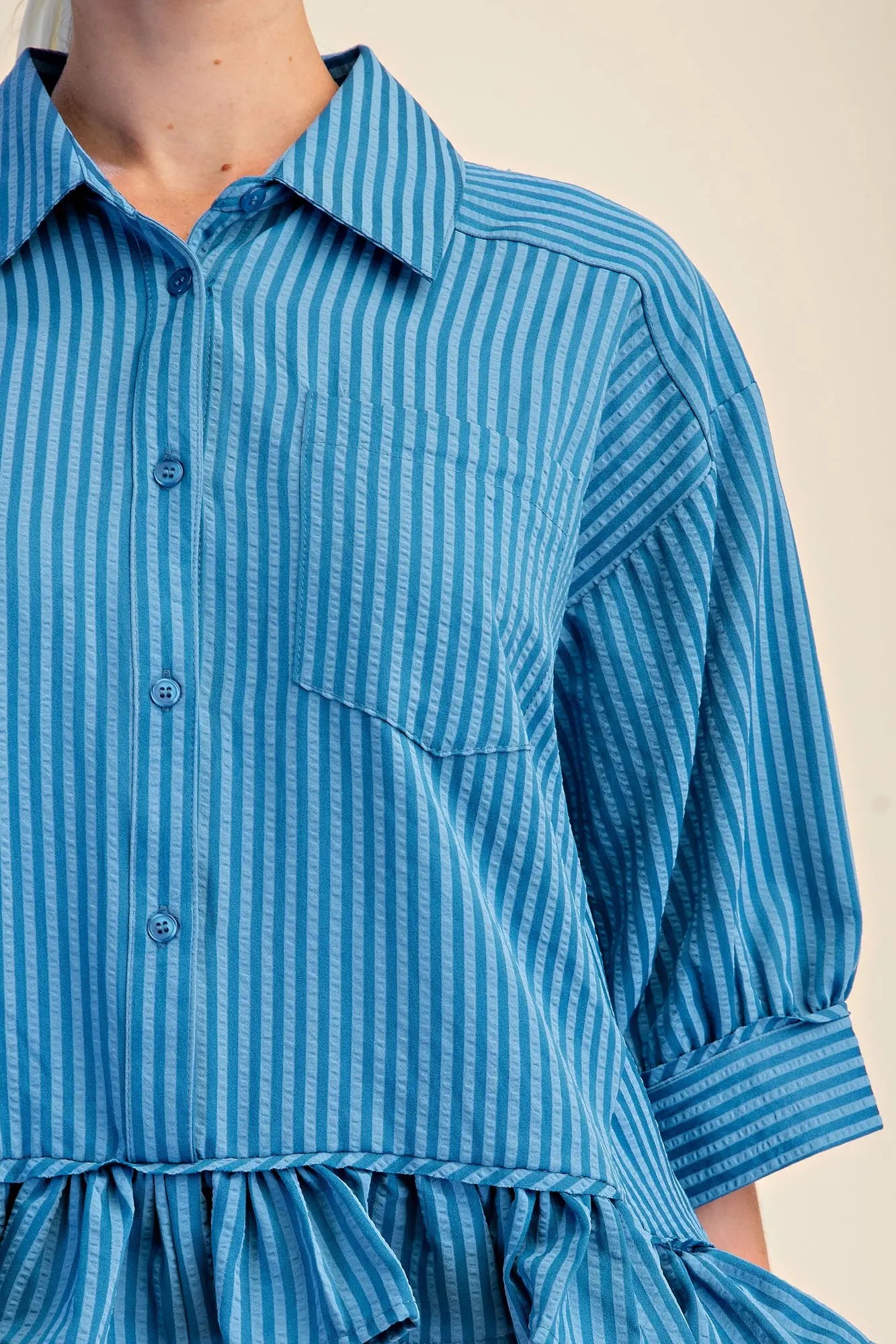 RAVING RUFFLES TOP - BLUE