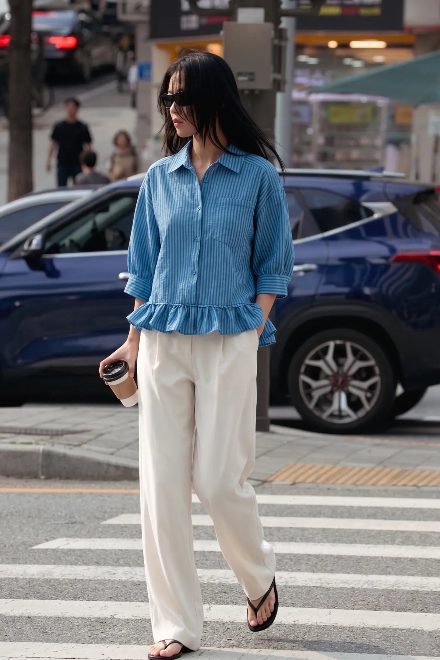 RAVING RUFFLES TOP - BLUE