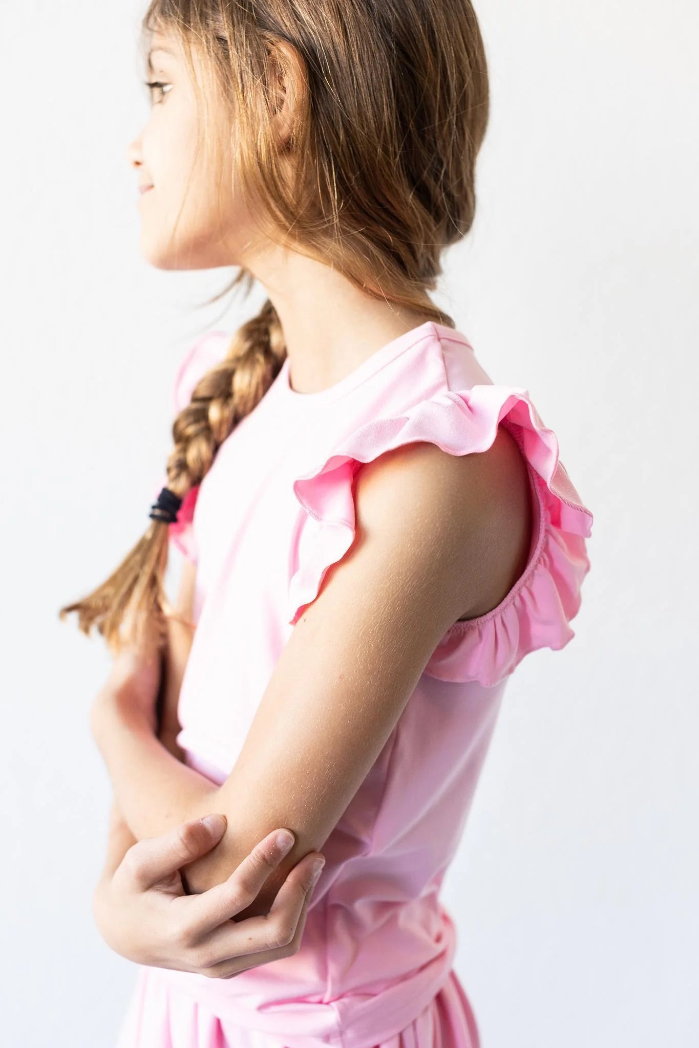 ELLA RUFFLE TEE - BUBBLEGUM PINK