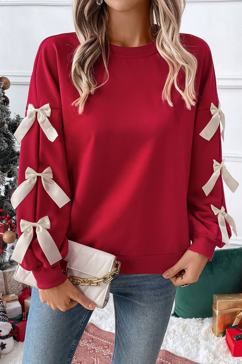 SATIN BOW SWEATSHIRT