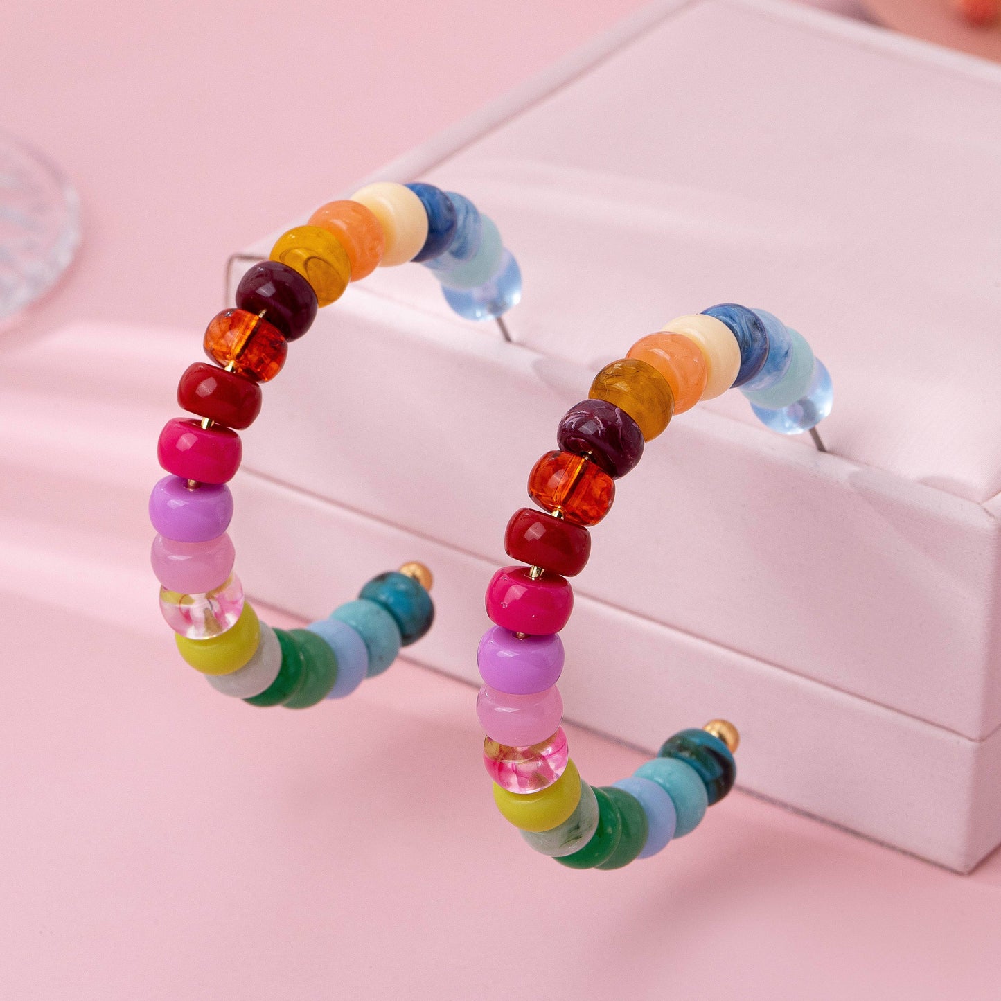 MULTI-COLOR HOOP EARRINGS - GOLD