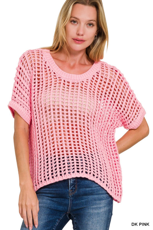 ADRIANA MESH TOP - DARK PINK