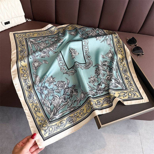 FLORAL PRINT SCARF - BLUE