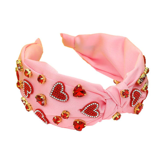 HEART EMBELLISHED HEADBAND - RED