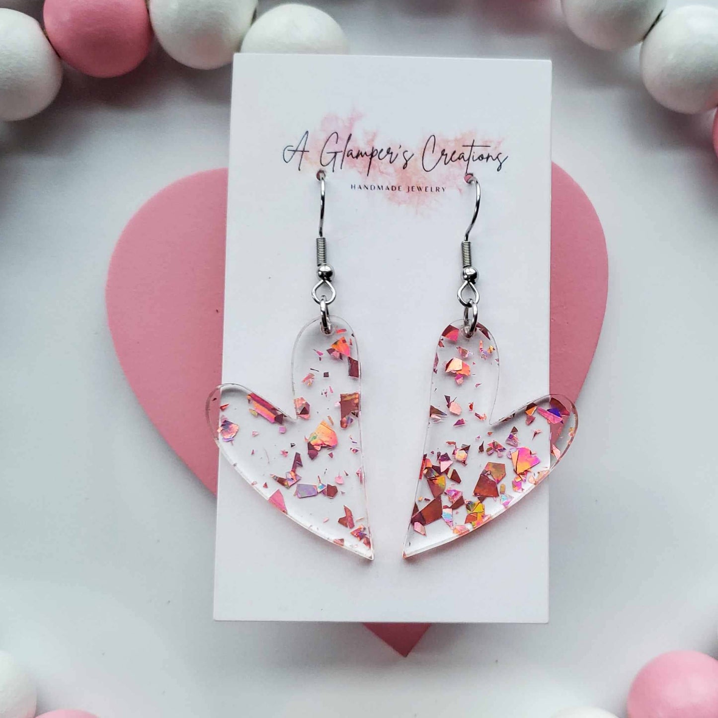 ROSEGOLD FLAKES WHIMSY HEART EARRINGS