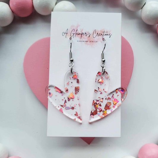 ROSEGOLD FLAKES WHIMSY HEART EARRINGS