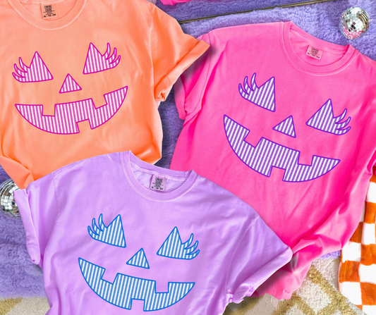 NEON JACK-O-LANTERN FACE TEE